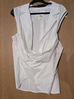 Lane Bryant White Wrap Sleeveless Blouse